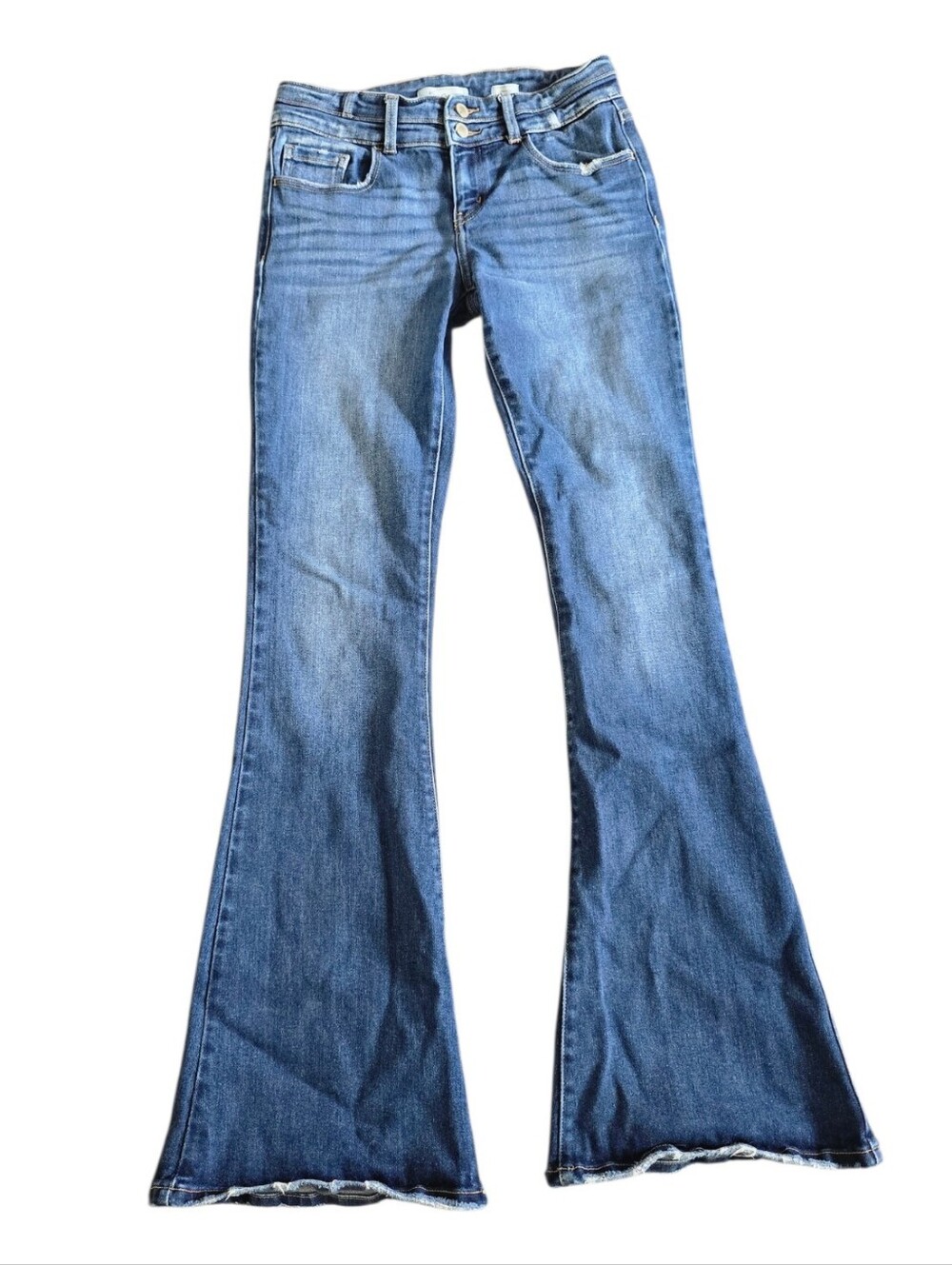 KanCan Women's Blue Flared Low Rise Denim Jeans Size 27